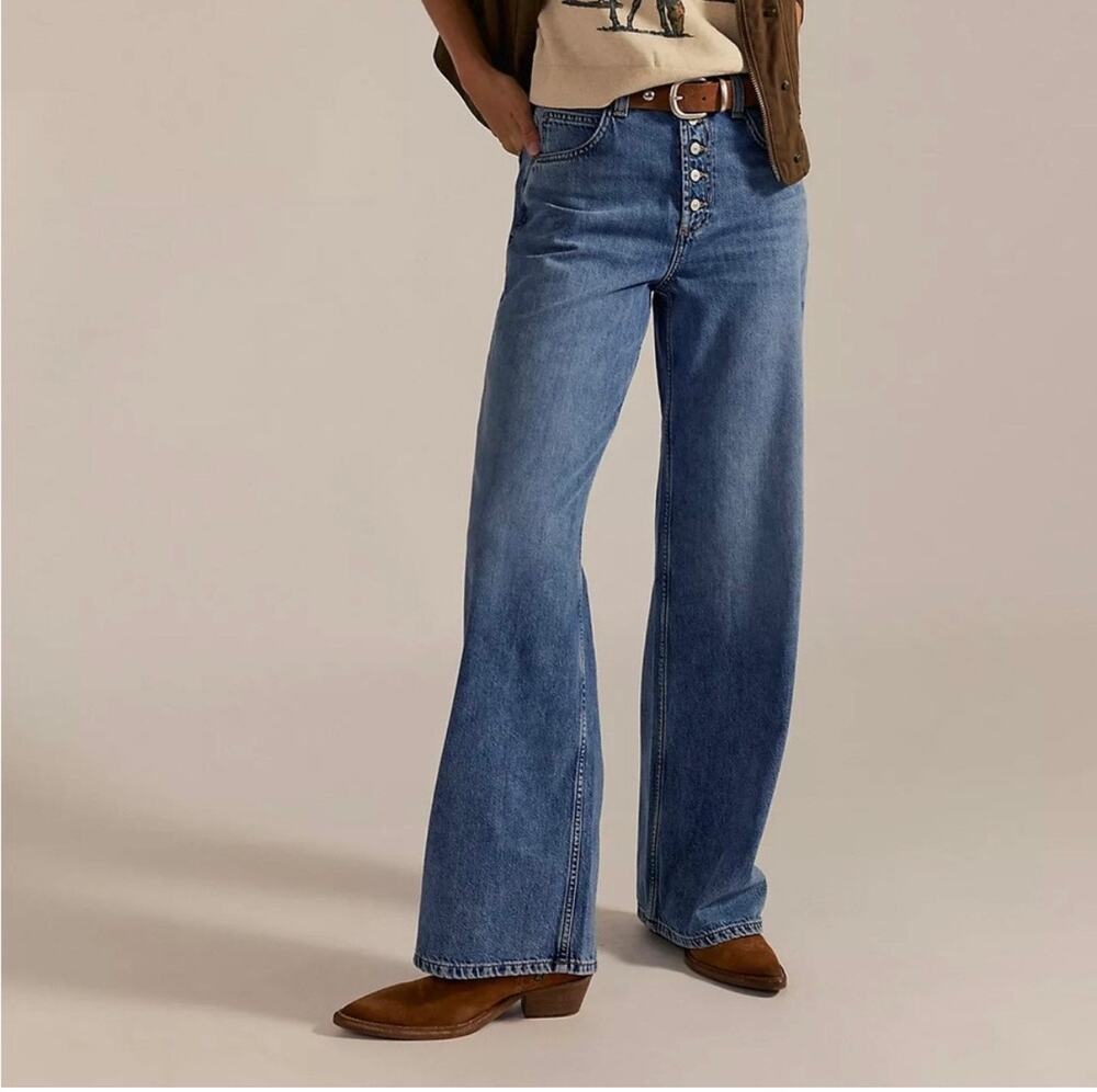 FREE PEOPLE We The Free Nia Boyfriend Relaxed Wide Leg Jeans Friday, Size 28
